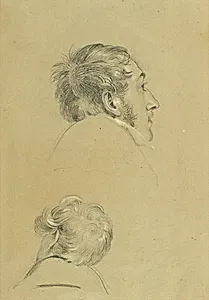 Zwei Kopfstudien zu "Rückkehr des Kaisers Franz aus Pressburg" by Peter Krafft