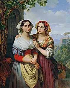 Zwei Mädchen in einer Landschaft