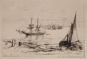 A Brig at Anchor by Francis Seymour Haden (British, 1818–1910)