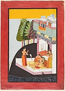 A Disconsolate Lady on a Terrace with Attendants by Unknown Artist