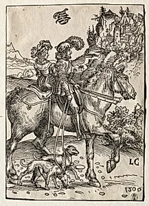 A Gentleman and a Lady Riding to the Chase