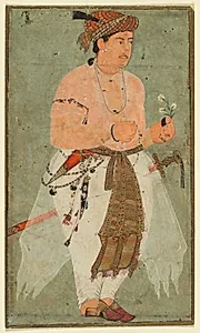 A Mughal Prince, Perhaps Danyal, Holding a Sprig of Flowers by Unknown Artist