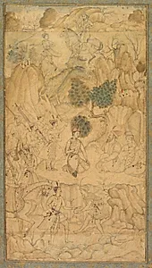 A Prince Visiting a Holy Man in a Rocky Landscape (recto) by Unknown Artist