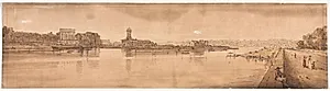 A Selection of Twenty of the Most Picturesque Views in Paris:  View of the Village of Chaillot, taken from Pont de la Concorde by Thomas Girtin (British, 1775–1802)