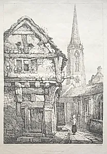 A Series of Ancient Buildings and Rural Cottages in the North of England:  At York, Street beside Cloister Wall by Samuel Prout (British, 1783–1852)