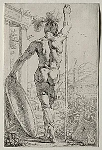 A Soldier Standing, Seen from Behind
