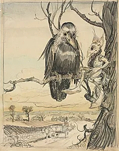 A Squirrel and a Crow by Arthur Rackham (British, 1867–1939)