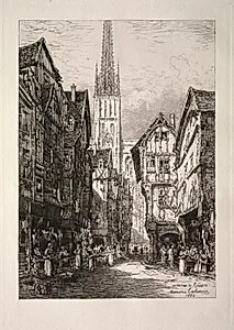 A Street in Rouen by Maxime Lalanne (French, 1827–1886)