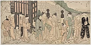 A Thousand Autumns, Ten Thousand Years on Tokiwa Bridge by Katsukawa Shunchō (Japanese)