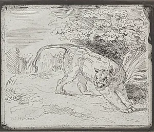 A Trapped Tiger by Eugène Delacroix (French, 1798–1863)