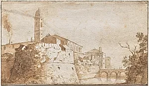 A View of Bracciano with the Church of S. Maria Assunta by Bartholomeus Breenberg (Dutch, 1599–1657)