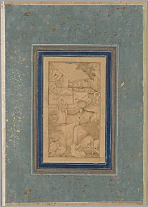 A woman mistakes a cow for the Angel of Death, from a Lights of Canopus (Anwar-i Suhaili) of Kashifi (Iranian, d. 1504) by Unknown Artist