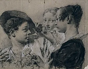 A Young Woman Buying a Pink from a Young Man by Giovanni Battista Piazzetta (Italian, 1682–1754)