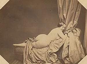 Academic Nude, Reclining on a Sofa by Auguste Belloc (French, 1801-c. 1868)