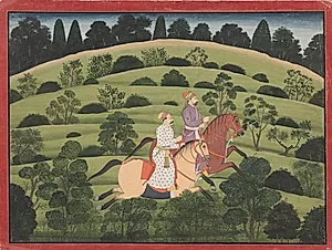 Akrura Rides toward Dwarka, page from the large Basohli Bhagavata Purana by Unknown Artist