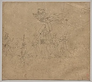 Album of Daoist and Buddhist Themes: Procession of Daoist Deities: Leaf 6 by Unknown Artist