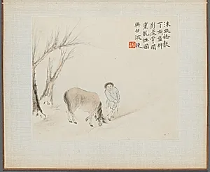 Album of Landscape Paintings Illustrating Old Poems: Boy Holding a Horse