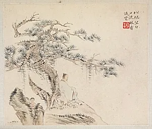 Album of Landscape Paintings Illustrating Old Poems: Scholar under a Pine Tree by Hua Yan (Chinese, 1682–c. 1765)