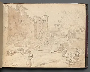 Album with Views of Rome and Surroundings, Landscape Studies, page 27a: "Frascati" by Franz Johann Heinrich Nadorp (German, 1794–1876)