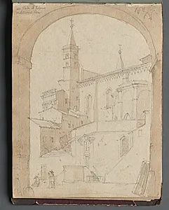 Album with Views of Rome and Surroundings, Landscape Studies, page 18a: Saint John Lateran, Rome by Franz Johann Heinrich Nadorp (German, 1794–1876)