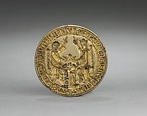 Almond-Shaped Seal: Coronation of the Virgin with a Kneeling Monk by Unknown Artist
