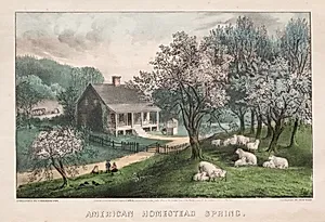 American Homestead, Spring by James Merritt Ives (American, 1824–1895)