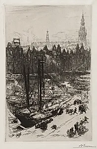 Amsterdam, vue de Victoria Hotel by Auguste Louis Lepère (French, 1849–1918)