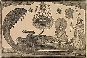 Anantasayan (Vishnu Reclining on Serpent Ananta) by Shri Gobinda Chandra Roy (Indian, active late 1800s)