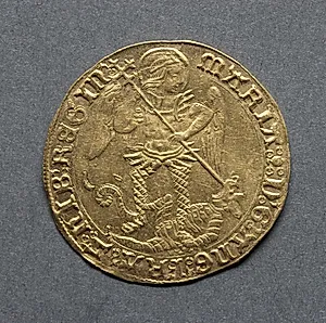 Angel: An Angel Slaying a Dragon (obverse) by Unknown Artist