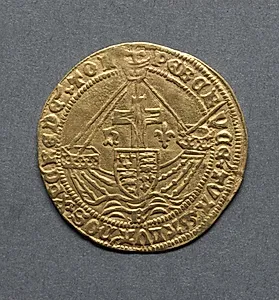 Angel: Ship with Shield of Arms and Cross (reverse) by Unknown Artist
