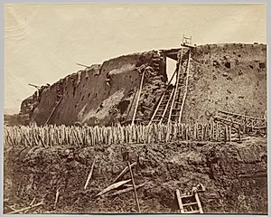Angle of Taku Fort at which the French entered by Felice A. Beato (British, 1830–1906)