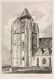 Architectural Antiquities of Normandy (Vol. II), Pl. 66:  Tower of the Church of Tréport, near Eu by John Sell Cotman (British, 1782–1842)