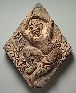 Architectural Brick with Dancer in Relief by Unknown Artist
