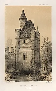 Architecture Pittoresque ou Monuments des xveme. Et xvieme. Siecles: Chateaux De France des XV et XVI Siecles: Pl.11, Chateau De Maulny (Haute-Marne) by Victor Petit (French, 1817–1874)