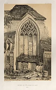 Architecture Pittoresque ou Monuments des xveme. Et xvieme. Siecles: Chateaux De France des XV et XVI Siecles: Pl.17, Ruine De St. Jean-Le-Bas (Aisne) by Victor Petit (French, 1817–1874)