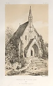 Architecture Pittoresque ou Monuments des xveme. Et xvieme. Siecles: Chateaux De France des XV et XVI Siecles: Pl.22, Chapelle de Fontaine-Jean (Loiret) by Victor Petit (French, 1817–1874)