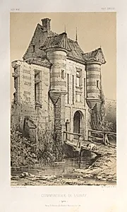Architecture Pittoresque ou Monuments des xveme. Et xvieme. Siecles: Chateaux De France des XV et XVI Siecles:Pl. 23, Commanderie De Launay (Yonne) by Victor Petit (French, 1817–1874)