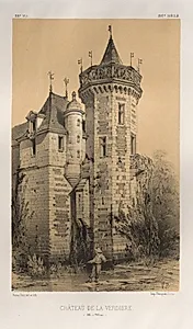 Architecture Pittoresque ou Monuments des xveme. Et xvieme. Siecles: Chateaux De France des XV et XVI Siecles: Pl. 28, Chateau De La Verdiere (Ille en Vilaine) by Victor Petit (French, 1817–1874)
