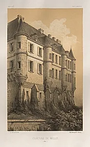 Architecture Pittoresque ou Monuments des xveme. Et xvieme. Siecles: Chateaux De France des XV et XVI Siecles: Pl. 35, Château De Mello (Oise) by Victor Petit (French, 1817–1874)