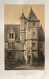 Architecture Pittoresque ou Monuments des xveme. Et xvieme. Siecles: Chateaux De France des XV et XVI Siecles: Pl. 39, Château De La Motte (Mayenne) by Victor Petit (French, 1817–1874)