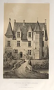 Architecture Pittoresque ou Monuments des XVeme. Et XVIeme. Siecles: Chateaux de France des XV et XVI Siecles: Pl. 57, Château De La Poissonnière (Sarthe) by Victor Petit (French, 1817–1874)