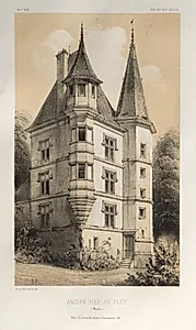 Architecture Pittoresque ou Monuments des XVeme. Et XVIeme. Siecles: Chateaux de France des XV et XVI Siecles: Pl. 61, Ancien Fief De Fley (Nièvre) by Victor Petit (French, 1817–1874)