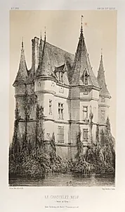 Architecture Pittoresque ou Monuments des XVeme. Et XVIeme. Siecles: Chateaux de France des XV et XVI Siecles: Pl. 67, Le Chastenet-Neuf Saône et Loire) by Victor Petit (French, 1817–1874)