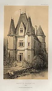 Architecture Pittoresque ou Monuments des XVeme. Et XVIeme. Siecles: Chateaux de France des XV et XVI Siecles: Pl. 70, Manoir De Villechétive (Nièvre) by Victor Petit (French, 1817–1874)