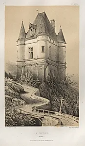 Architecture Pittoresque ou Monuments des XVeme. Et XVIeme. Siecles: Chateaux de France des XV et XVI Siecles: Pl. 77, Le Mesnil (Corrèze) by Victor Petit (French, 1817–1874)