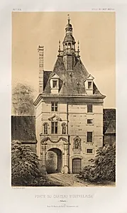 Architecture Pittoresque ou Monuments des XVeme. Et XVIeme. Siecles: Chateaux de France des XV et XVI Siecles: Pl. 85, Porte du Château d'Outrelaise (Calvados) by Victor Petit (French, 1817–1874)