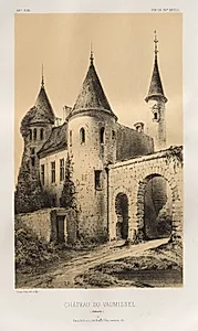 Architecture Pittoresque ou Monuments des XVeme. Et XVIeme. Siecles: Chateaux de France des XV et XVI Siecles: Pl. 89, Château du Vaumissel (Calvados) by Victor Petit (French, 1817–1874)