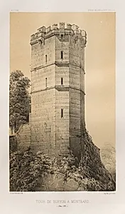 Architecture Pittoresque ou Monuments des XVeme. Et XVIeme. Siecles: Chateaux de France des XV et XVI Siecles: Pl. 90, Tour de Buffon à Montbard (Côte d'Or) by Victor Petit (French, 1817–1874)