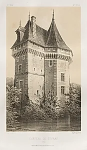 Architecture Pittoresque ou Monuments des XVeme. Et XVIeme. Siecles: Chateaux de France des XV et XVI Siecles: Pl. 91, Château de Tévray (Eure) by Victor Petit (French, 1817–1874)