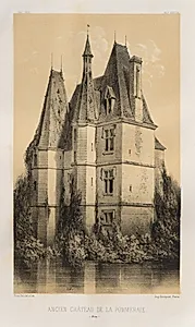 Architecture Pittoresque ou Monuments des XVeme. Et XVIeme. Siecles: Chateaux de France des XV et XVI Siecles: Pl. 94, Ancien Château de la Pommeraie (Aisne) by Victor Petit (French, 1817–1874)